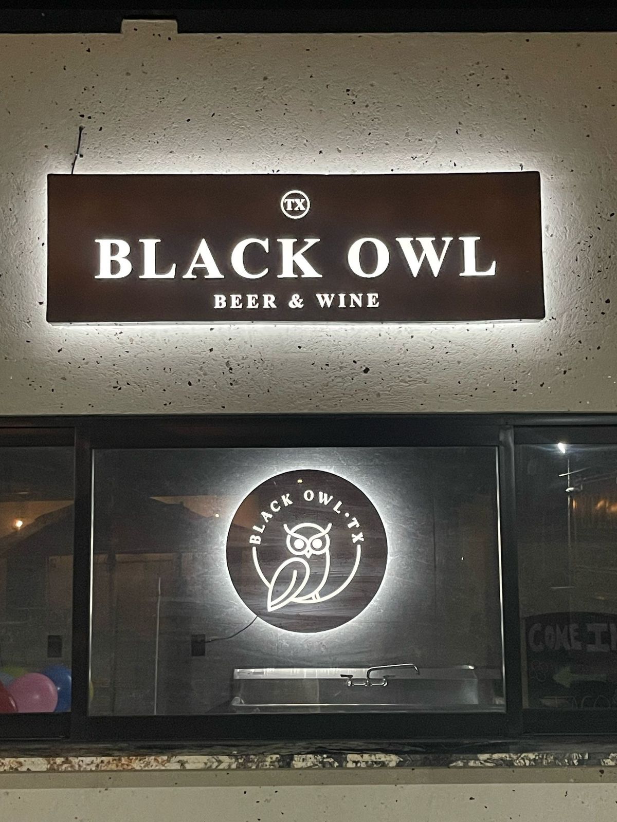 The sign after dark